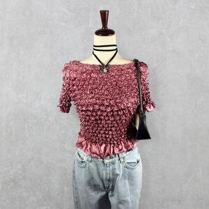 French Connection Mauve Pink Short Sleeve Bubble Top